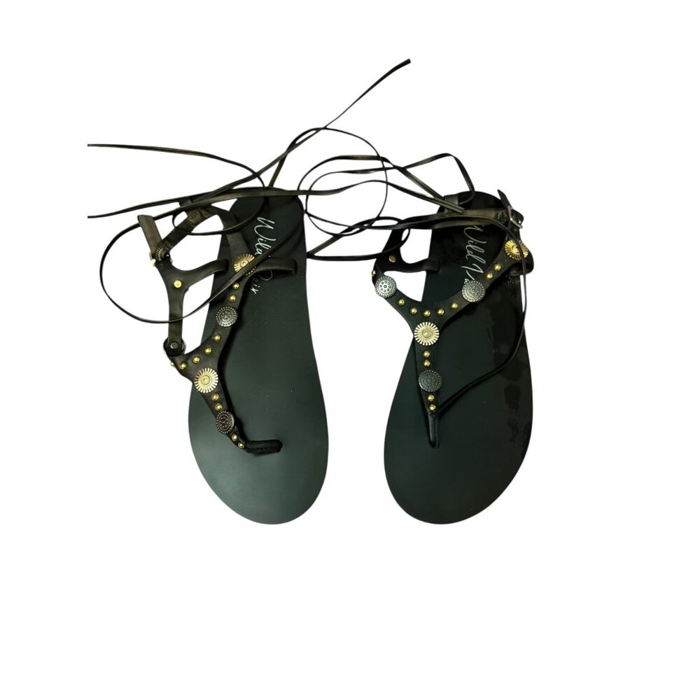 New Wild Pair Earheart Embellished Open‑Toe T‑Strap Sandals – Size 6.5